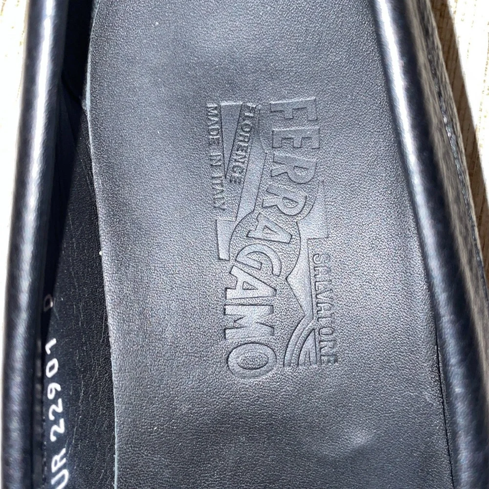 Salvatore Ferragamo Black Leather Bit Slip-On Loafers